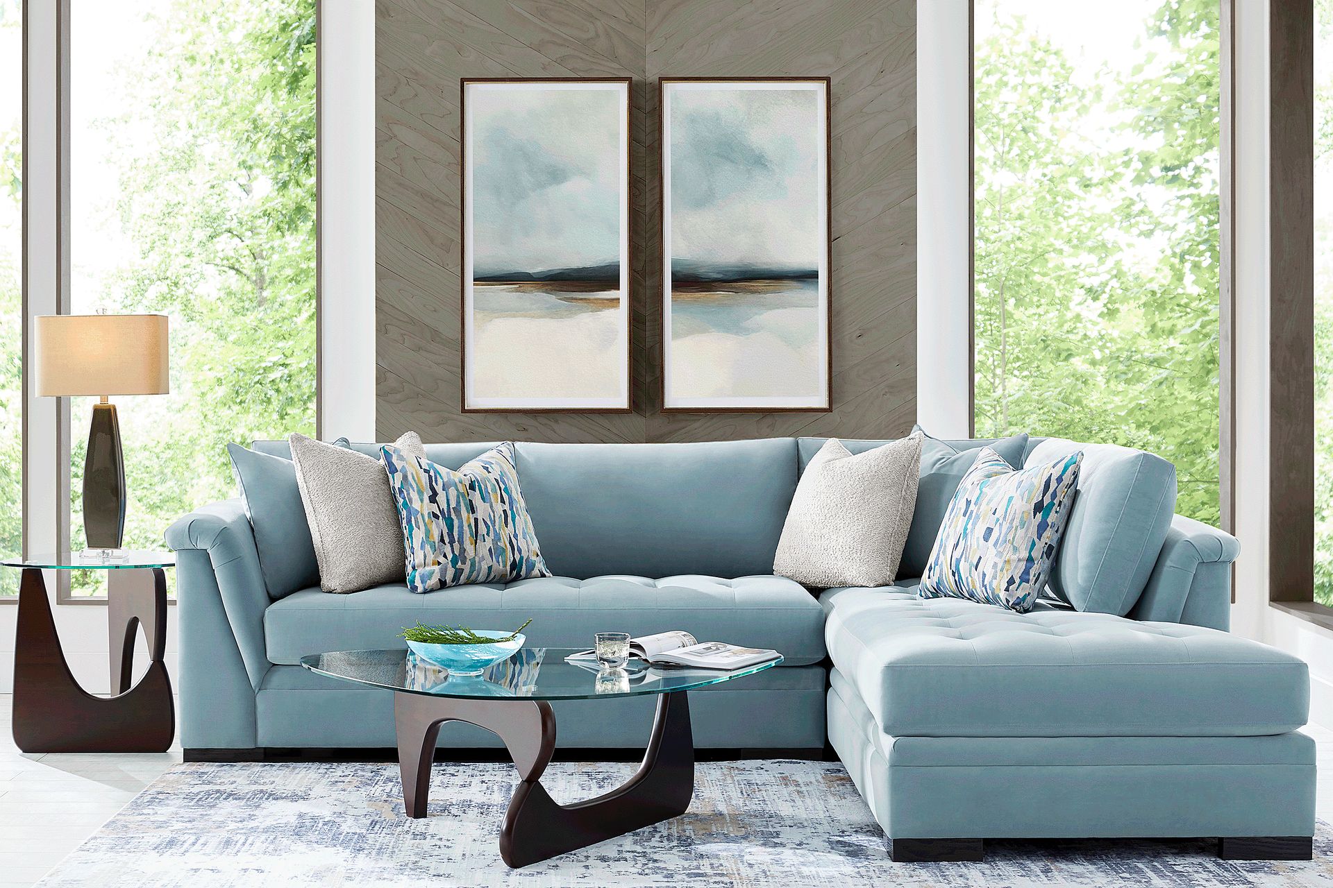 Harper Blue 5 Pc Sectional Living Room - Image 1