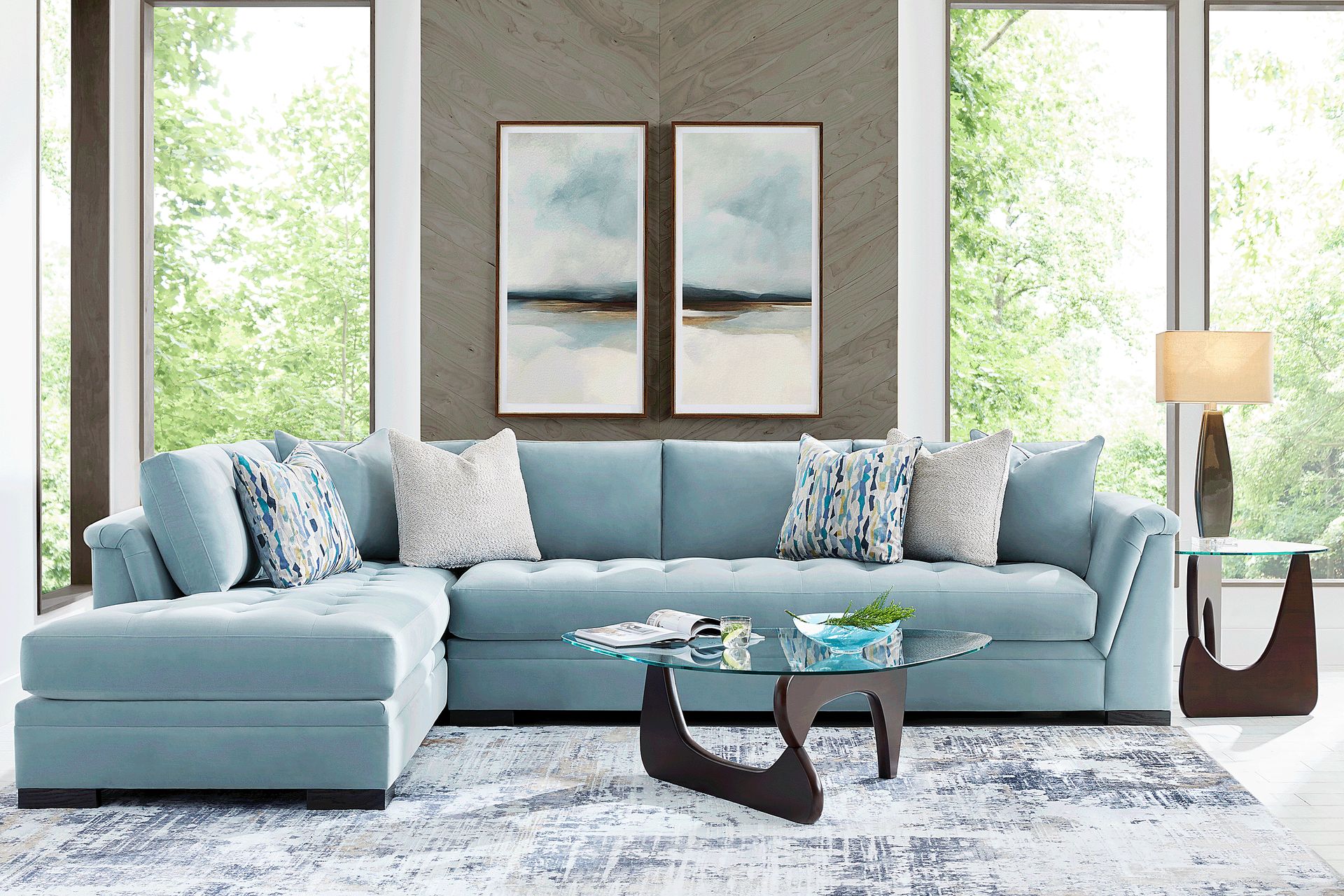 Harper Blue 5 Pc Sectional Living Room - Image 1