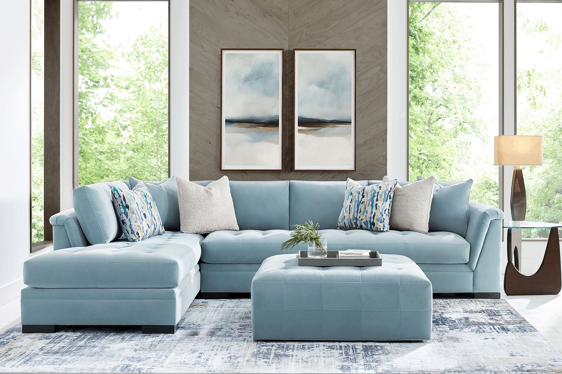 Harper Blue 5 Pc Sectional Living Room - Image 1