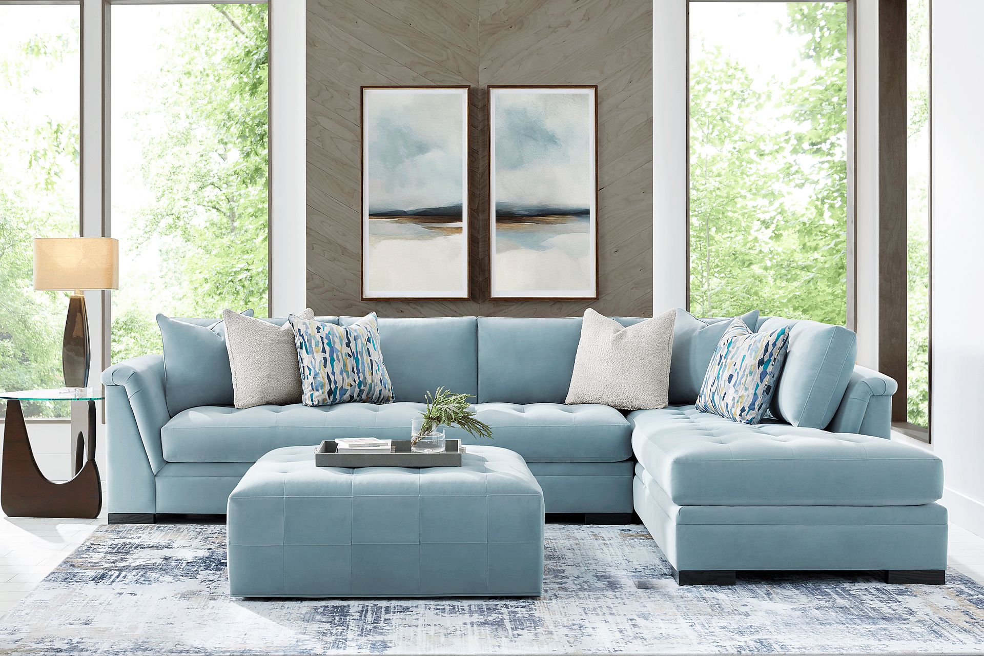 Harper Blue 5 Pc Sectional Living Room - Image 1