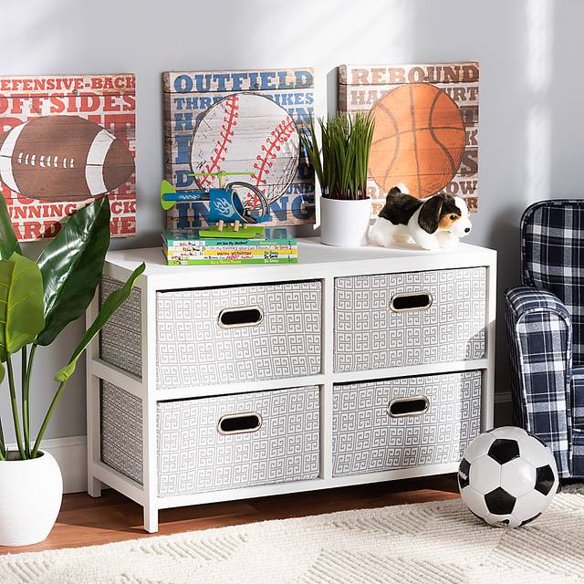 Harpercolins White 4 Basket Storage Unit - Thumbnail - Image 2