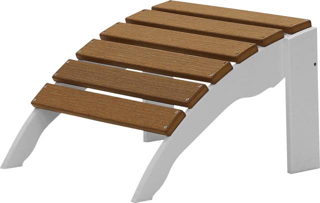 Harpwell Natural White and Mocha Outdoor Ottoman - Thumbnail - Image 1