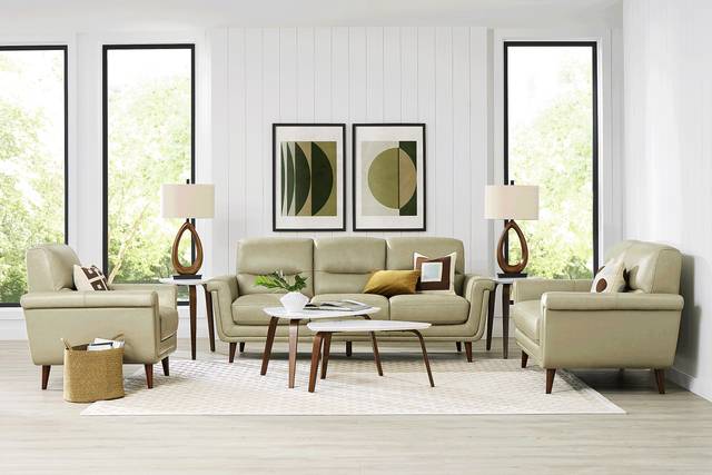 Harrington Park Sage 6 Pc Leather Living Room - Thumbnail - Image 1