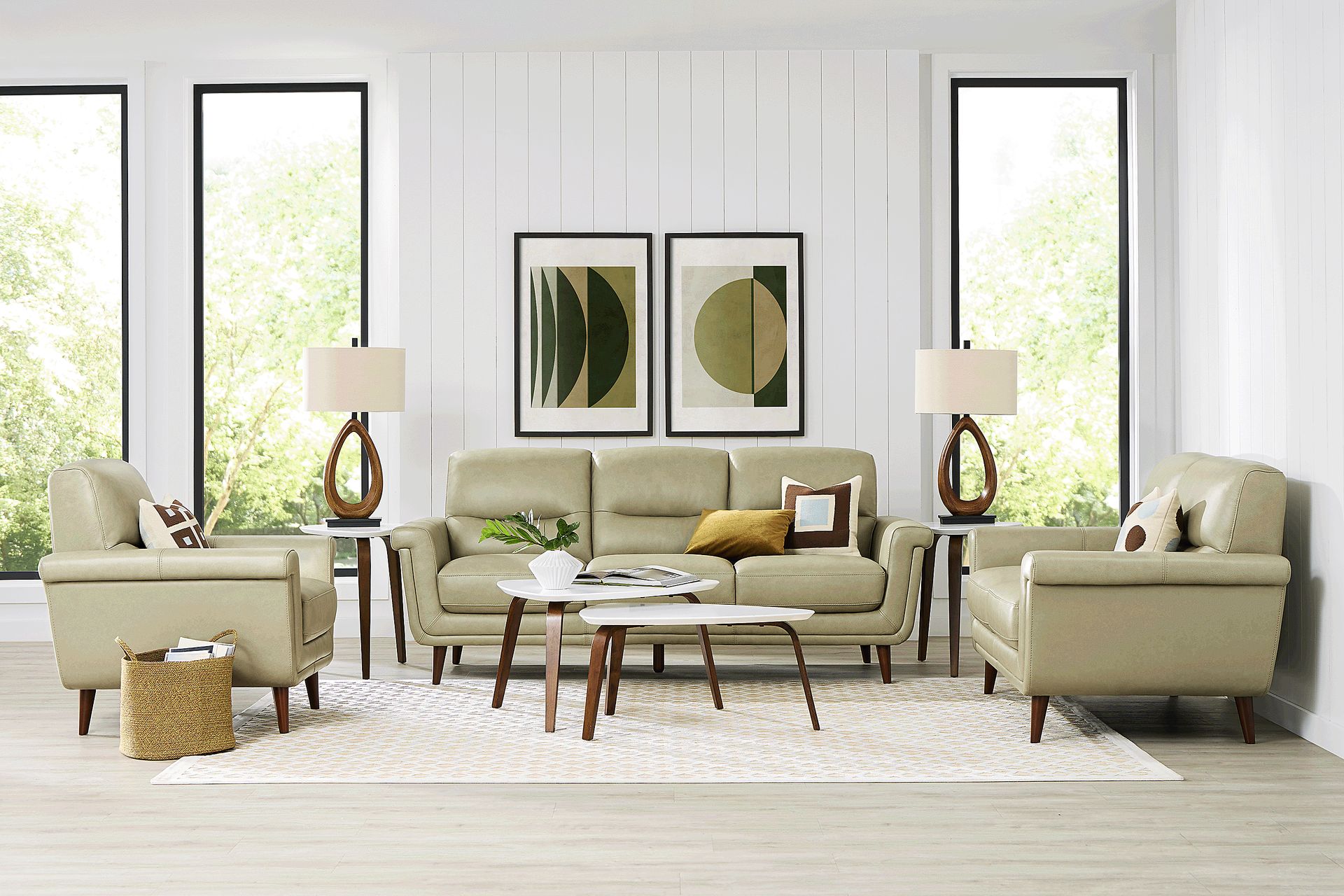 Harrington Park Sage 6 Pc Leather Living Room - Image 1