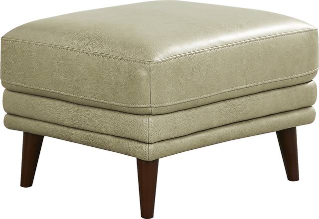 Harrington Park Sage Leather Ottoman - Thumbnail - Image 1