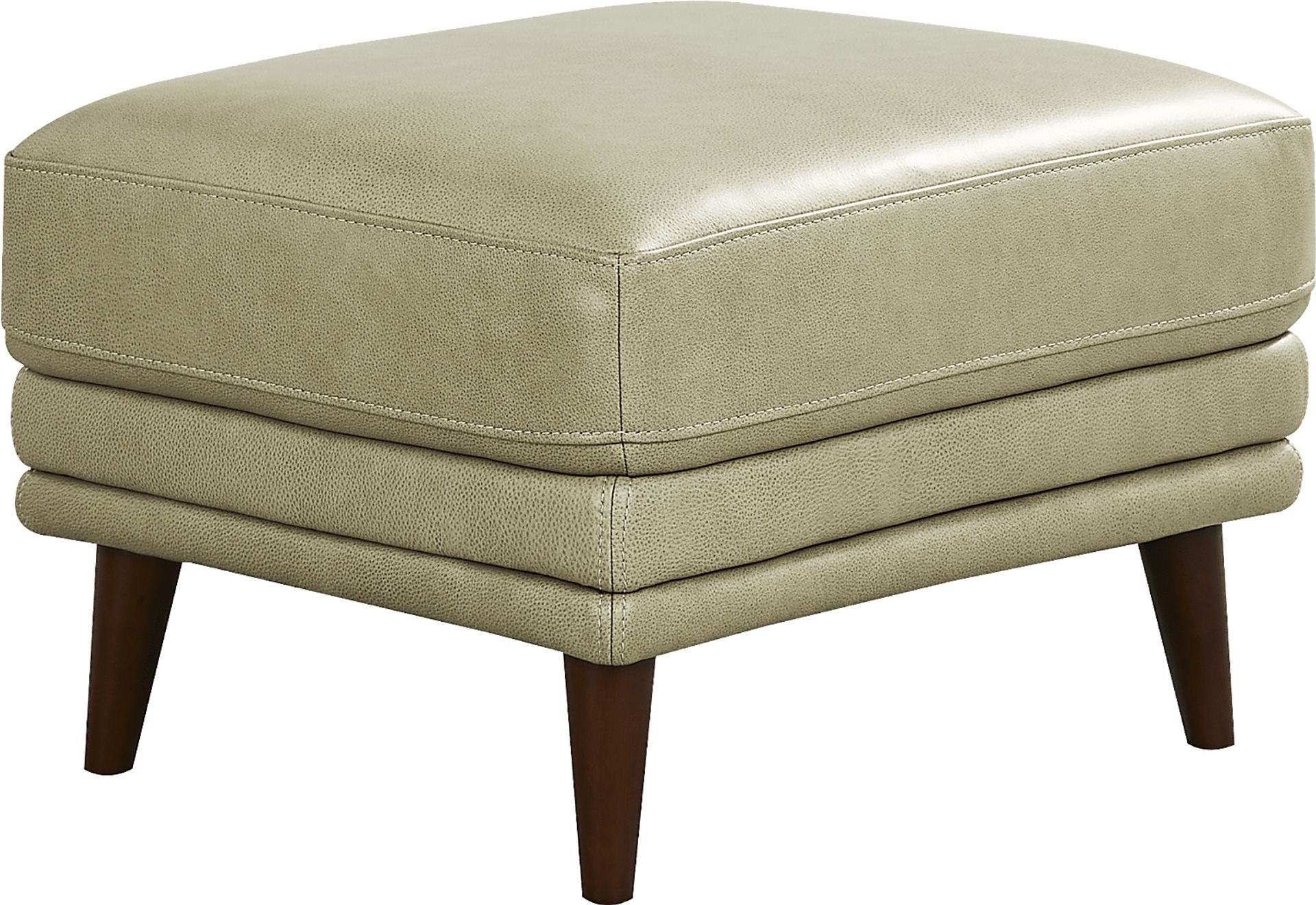 Harrington Park Sage Leather Ottoman - Image 1