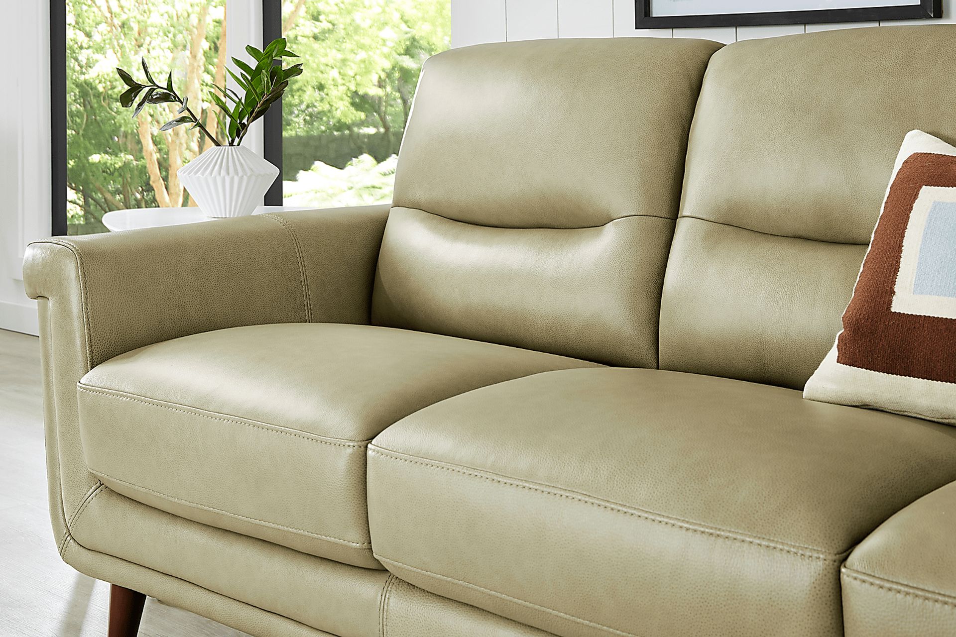 Harrington Park Sage Leather Sofa - Image 3
