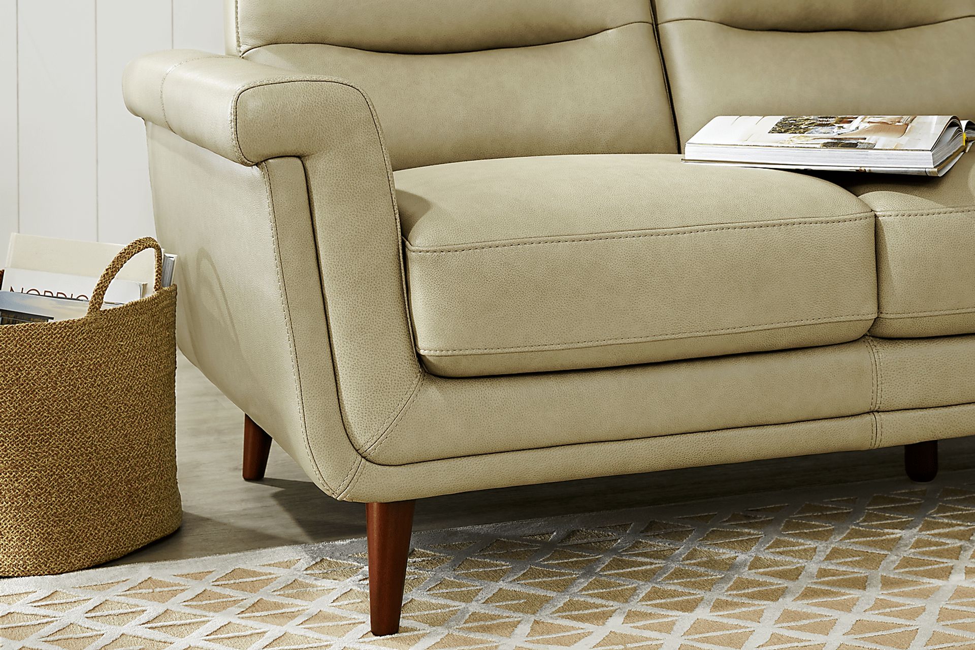 Harrington Park Sage Leather Sofa - Image 5