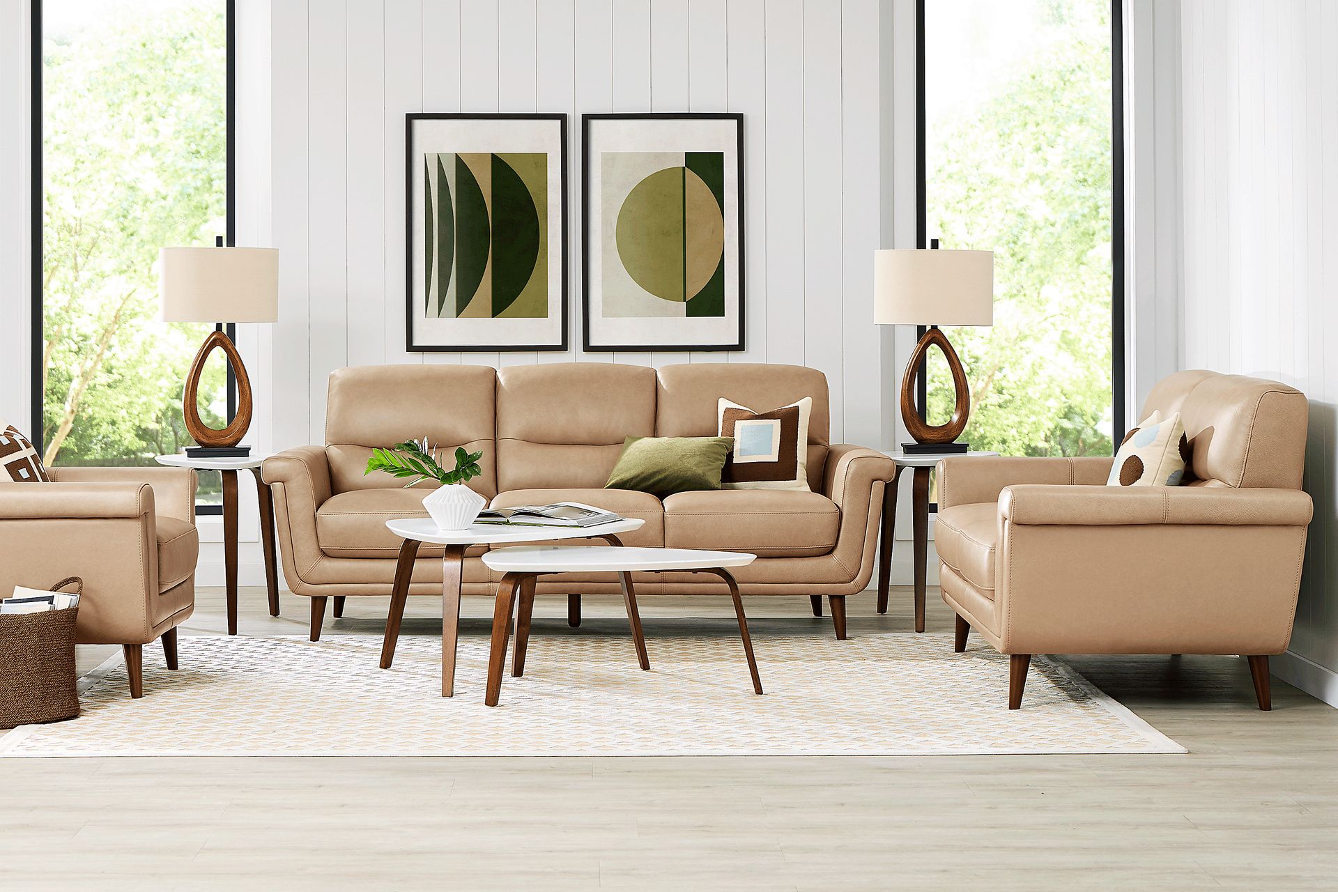 Harrington Park Stone 6 Pc Leather Living Room - Image 1