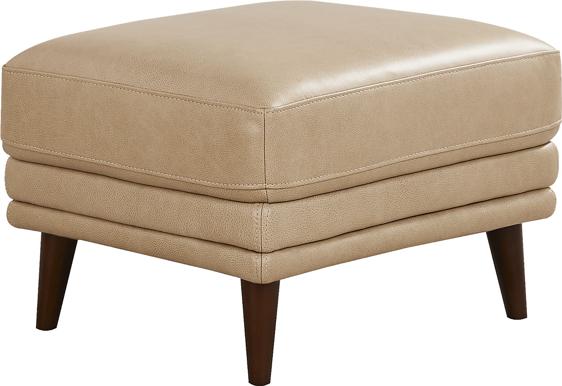 Harrington Park Stone Leather Ottoman - Image 1