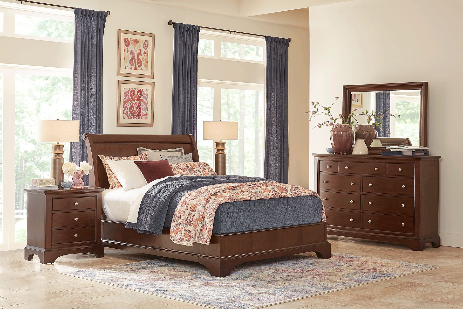 Harrington Place Cherry 5 Pc Queen Bedroom - Image 1