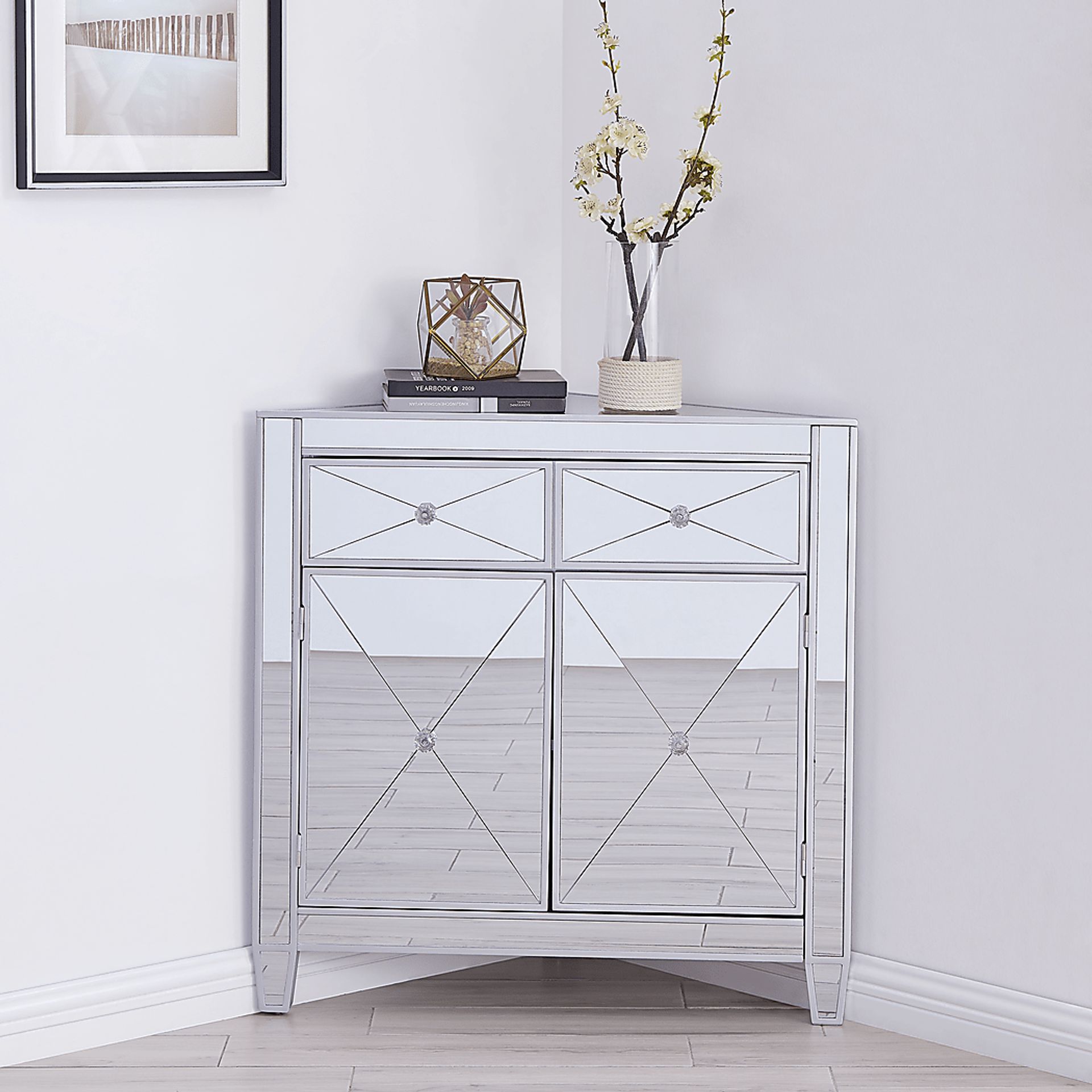 Harrisglen Silver Corner Accent Cabinet - Image 3