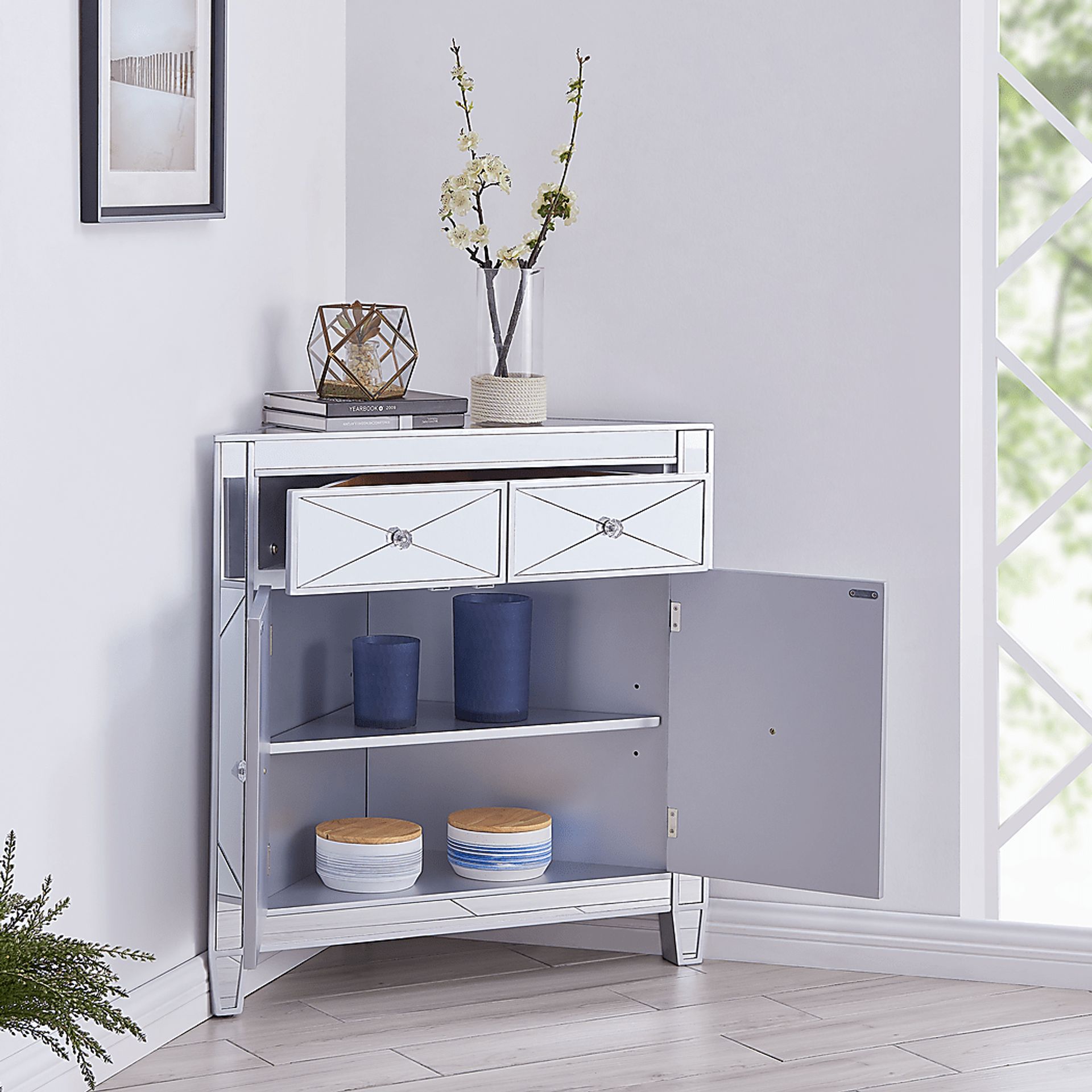 Harrisglen Silver Corner Accent Cabinet - Image 4
