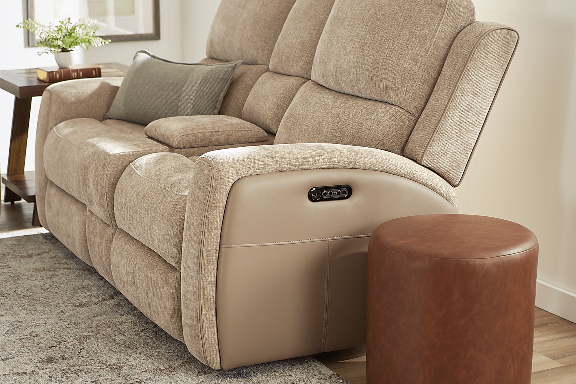 Harrison Beige Dual Power Reclining Loveseat - Image 13