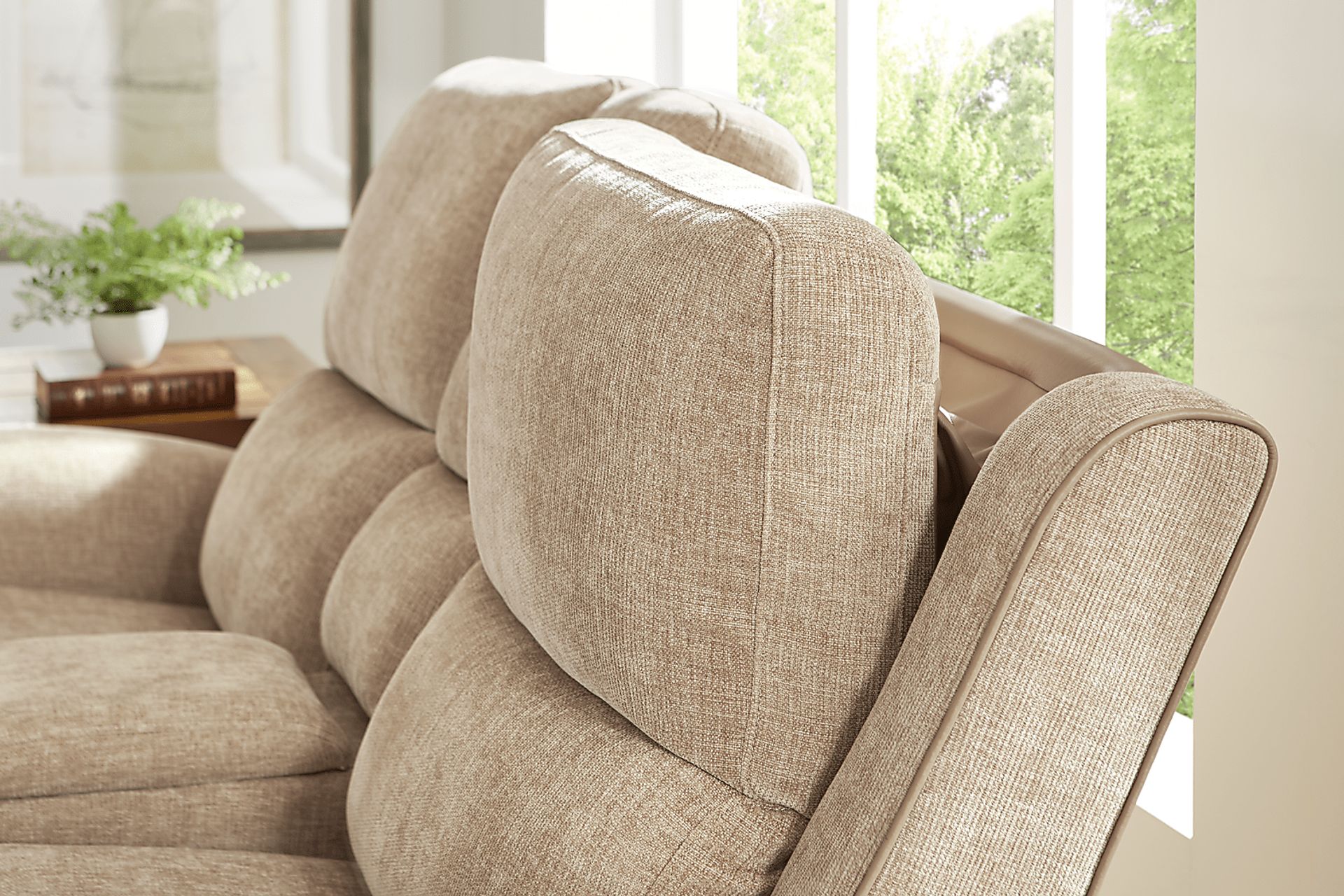 Harrison Beige Dual Power Reclining Loveseat - Image 8