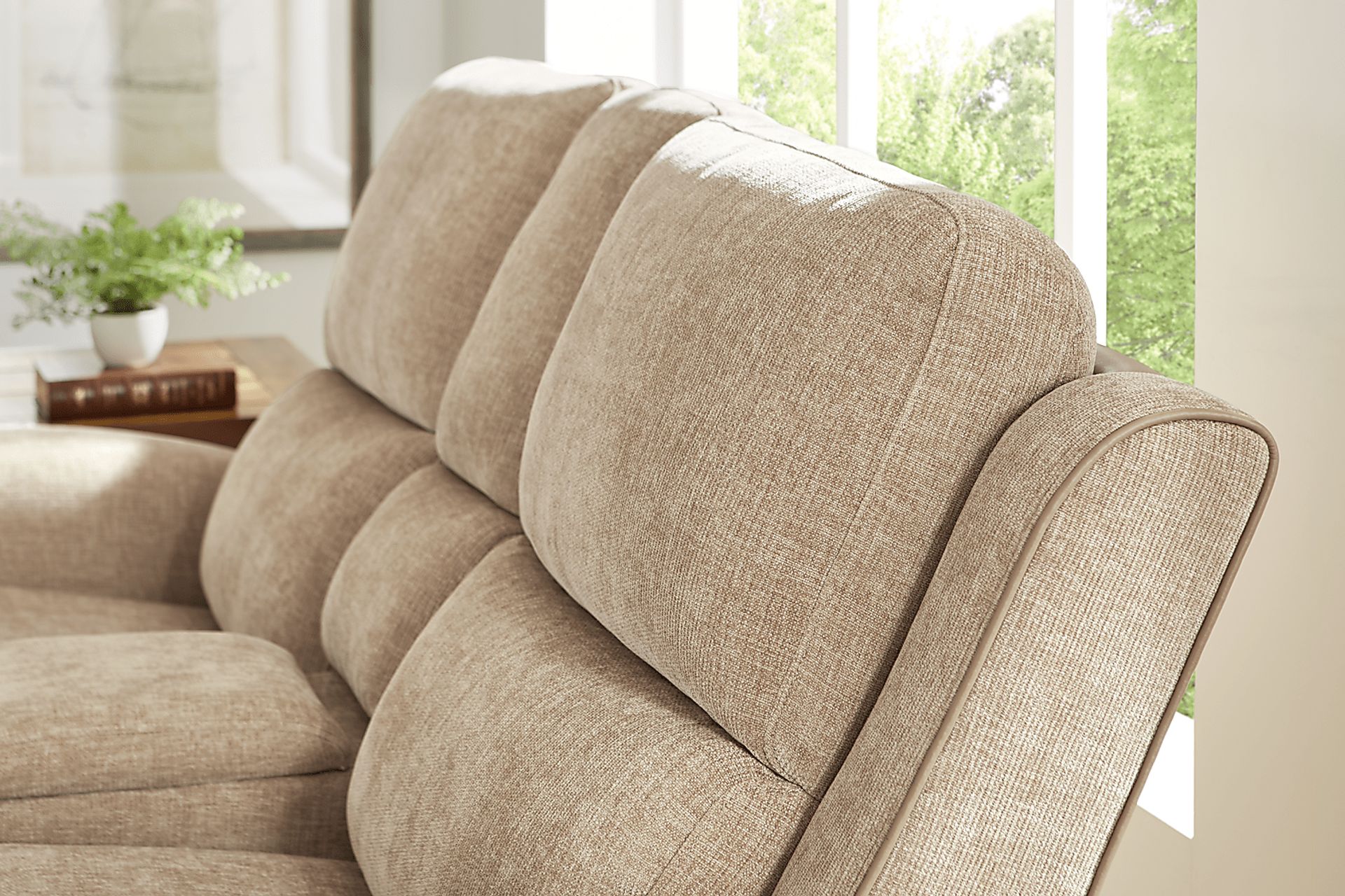 Harrison Beige Dual Power Reclining Loveseat - Image 12