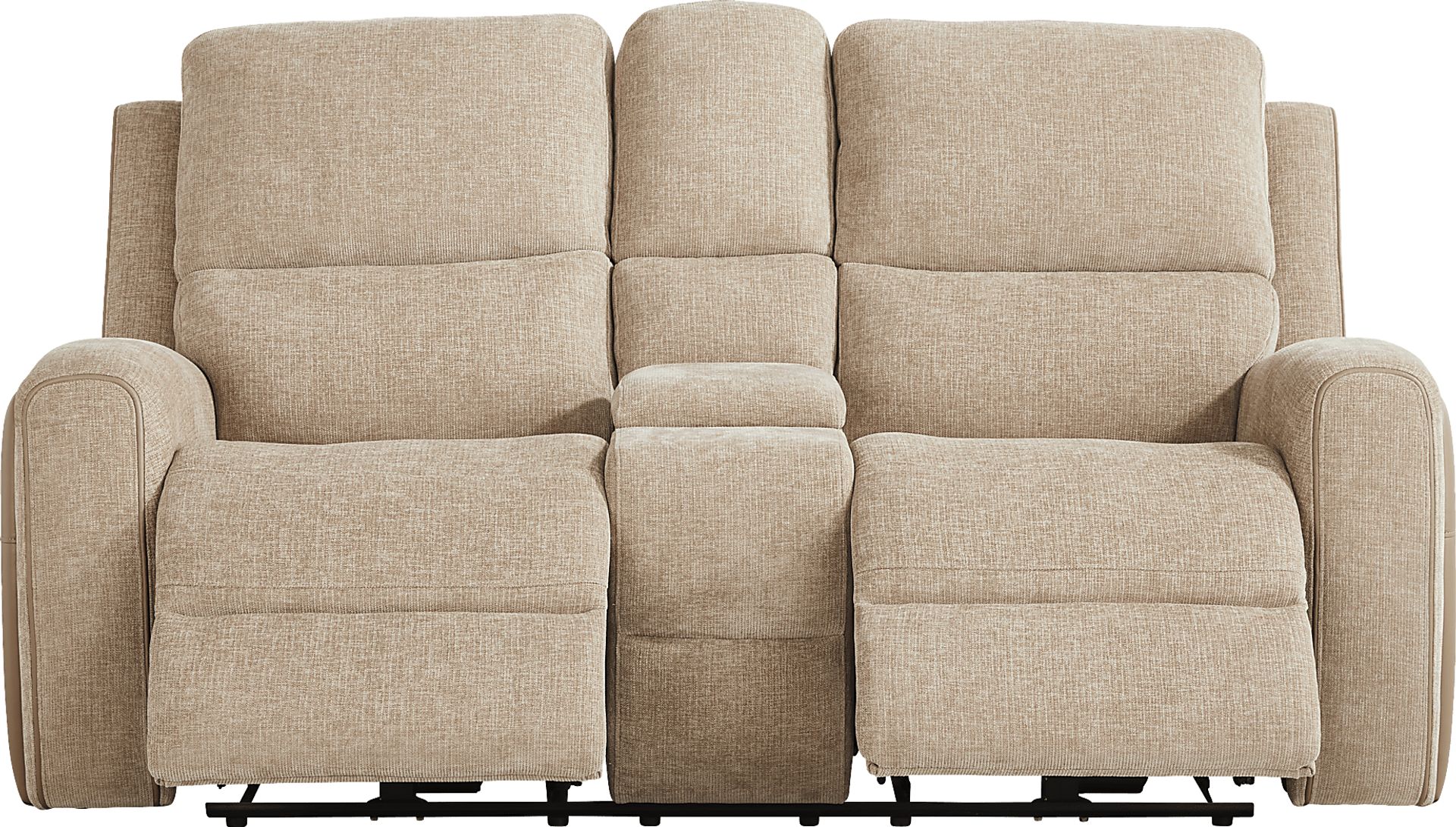 Harrison Beige Dual Power Reclining Loveseat - Image 1