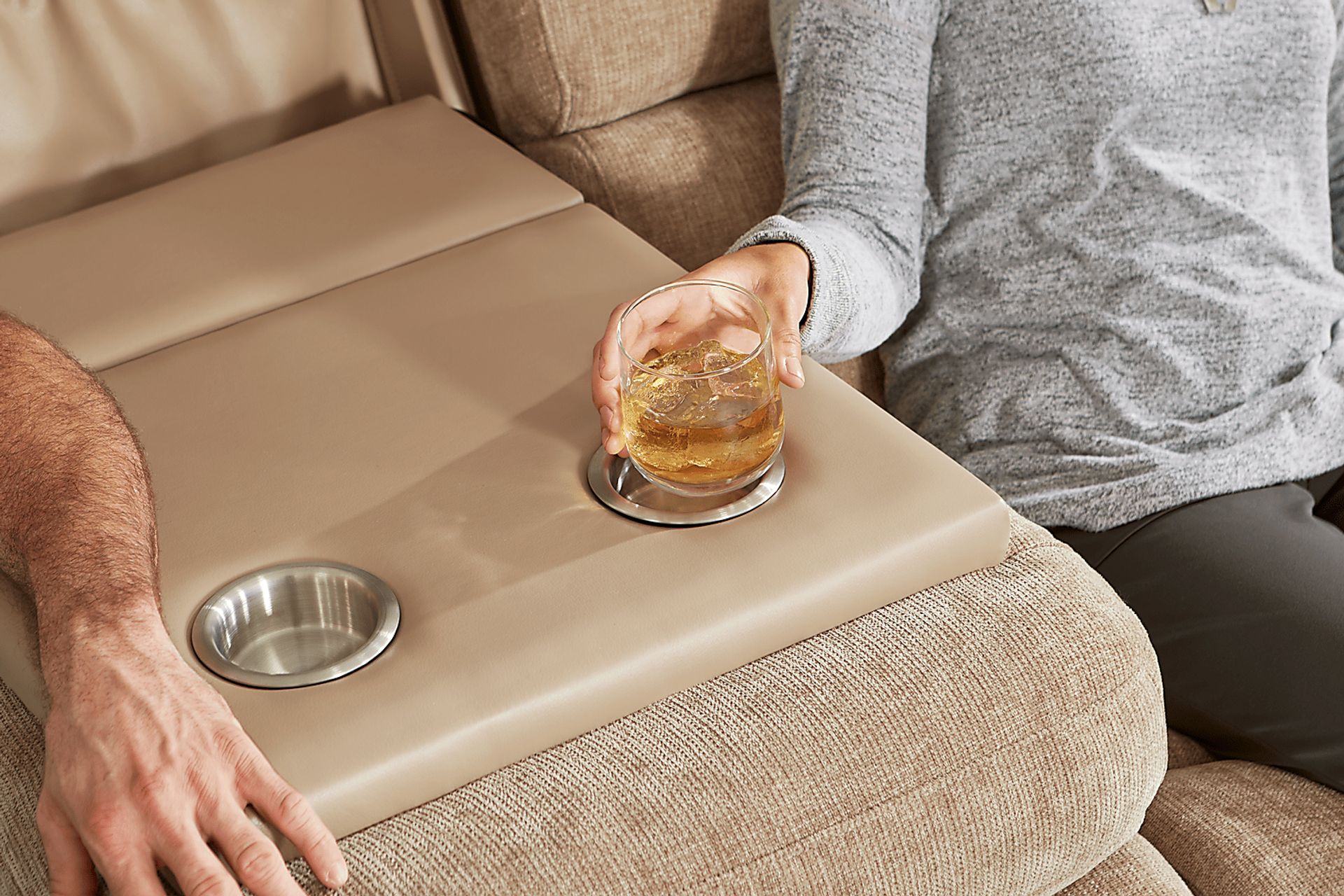 Harrison Beige Dual Power Reclining Sofa - Image 6