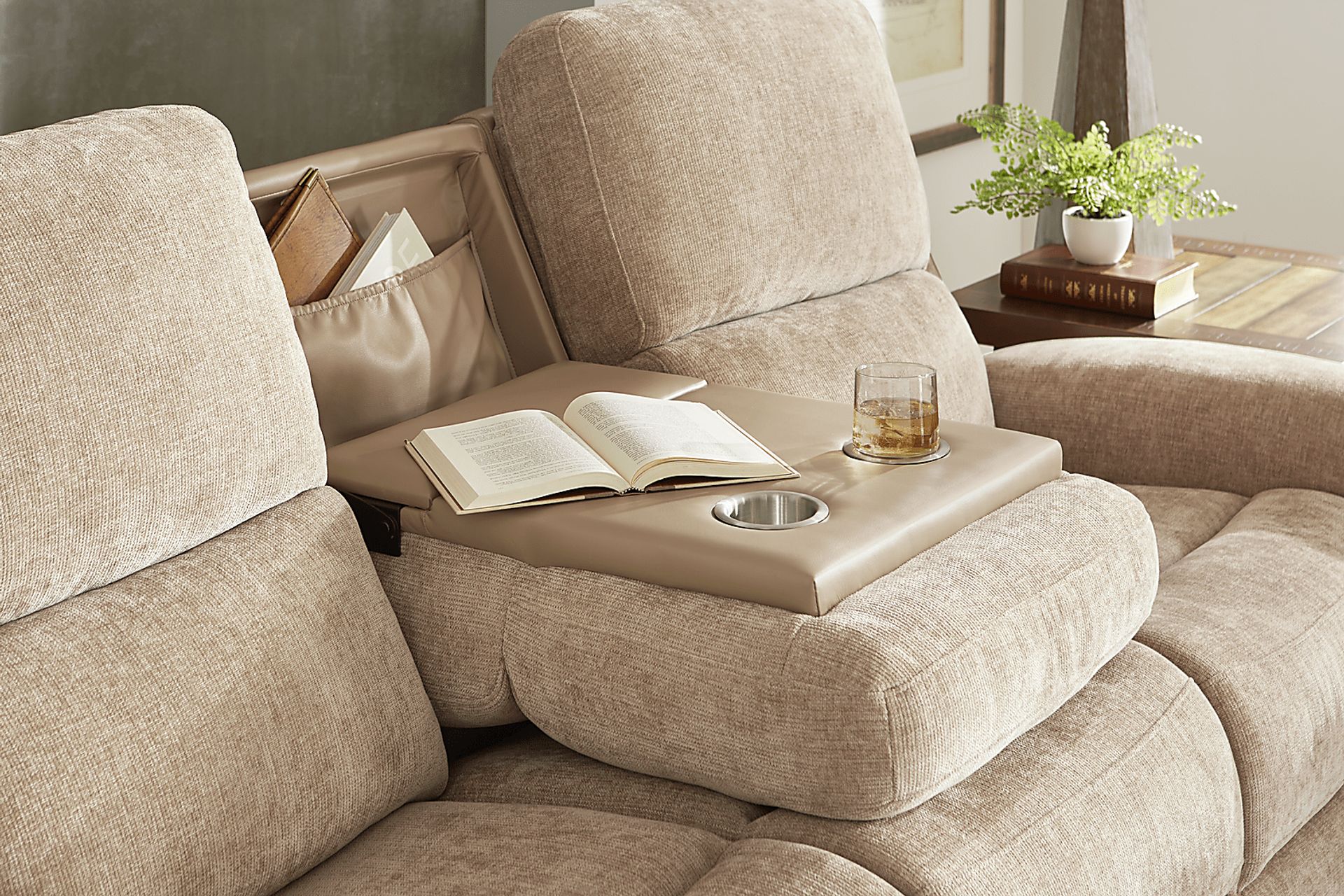 Harrison Beige Dual Power Reclining Sofa - Image 7