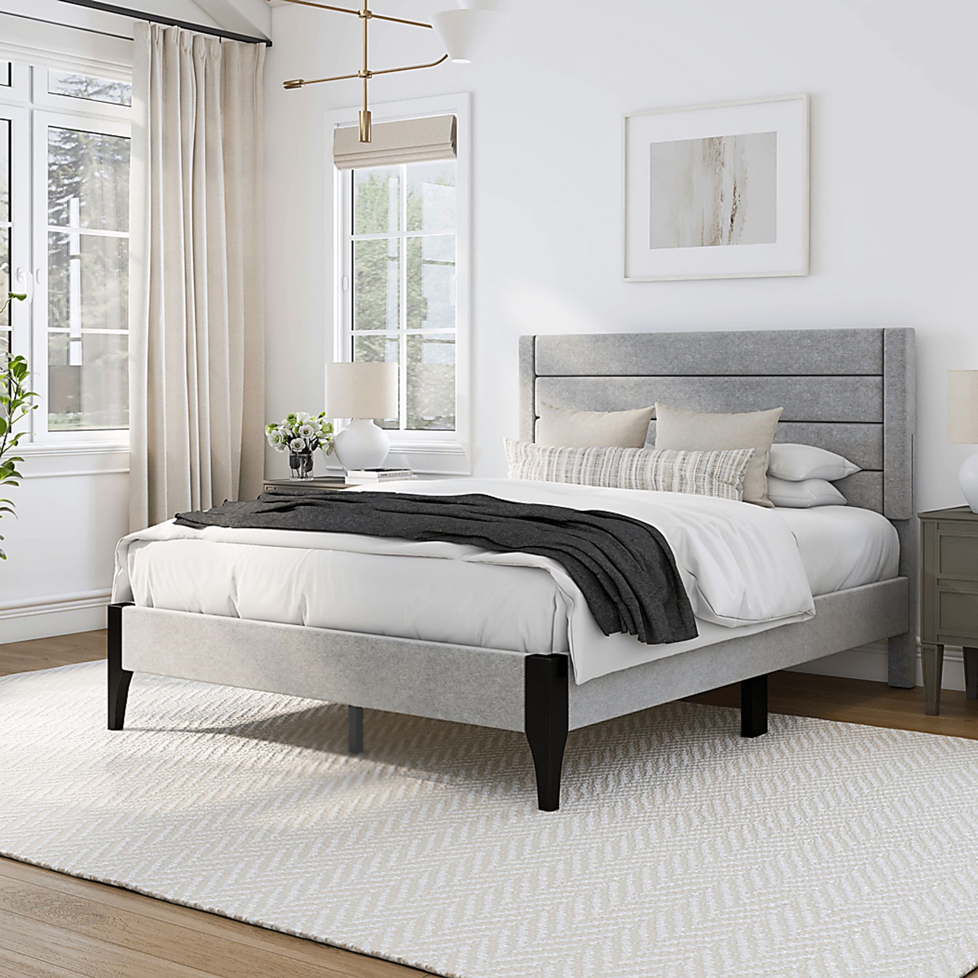 Harrye Light Gray Platform Bed - Image 4