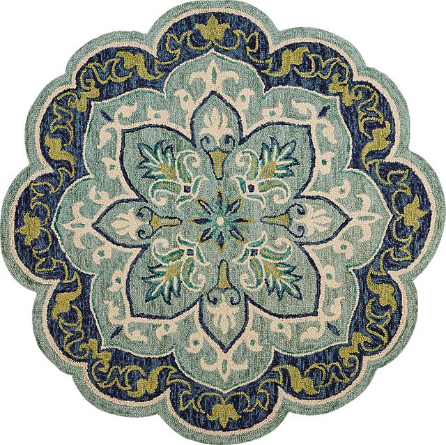 Harst Blue 6' Round Rug - Thumbnail - Image 1