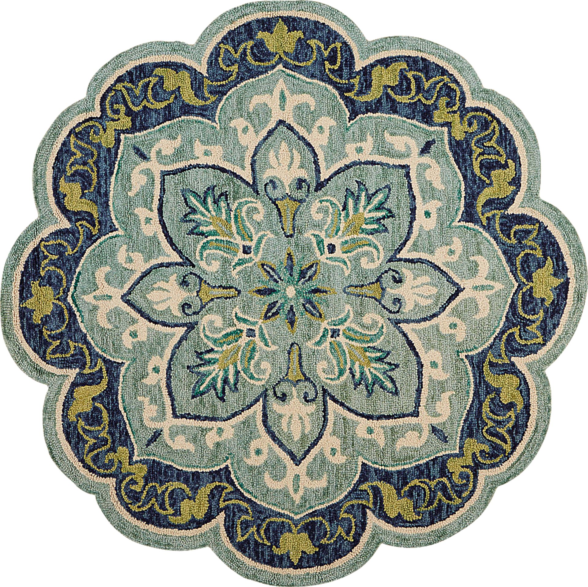 Harst Blue 6' Round Rug - Image 1