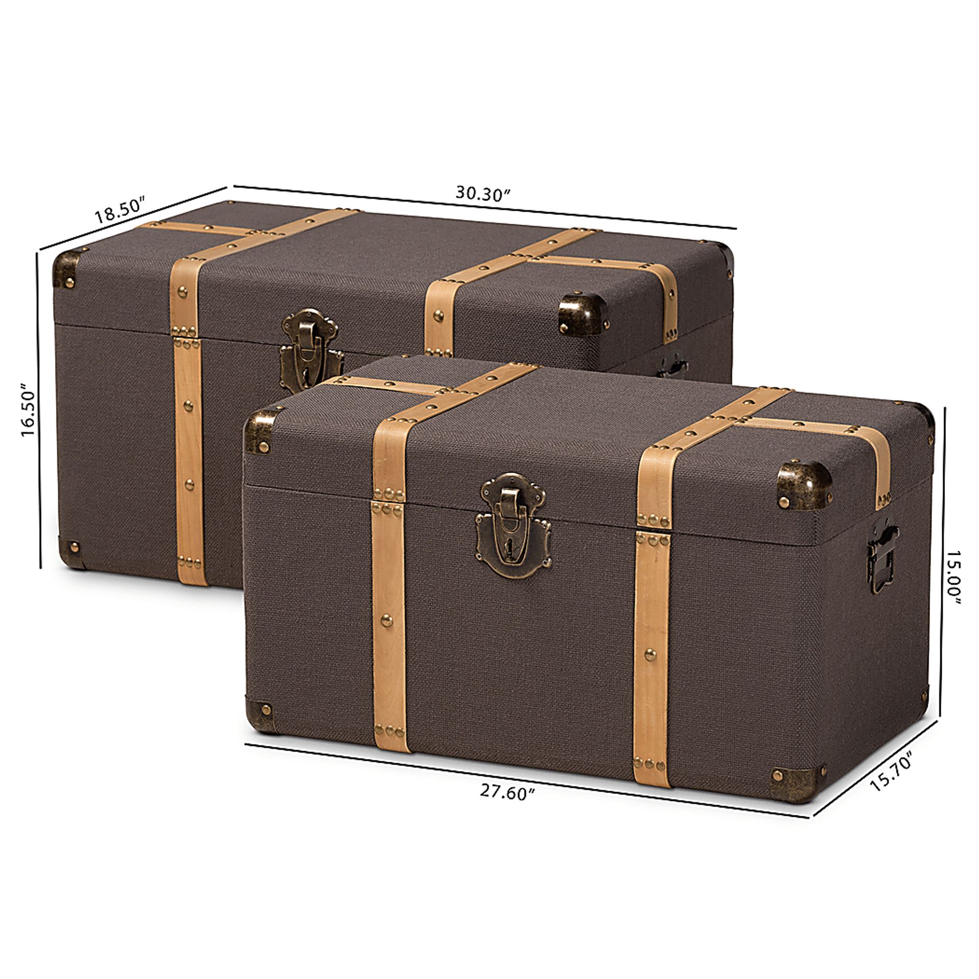 Hartke Brown Trunk, Set of 2 - Image 8
