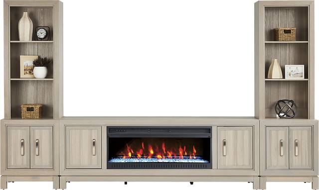 Hartney Mill 6 Pc Gray Wall Unit with 80 in. Console and Electric Fireplace - Thumbnail - Image 2