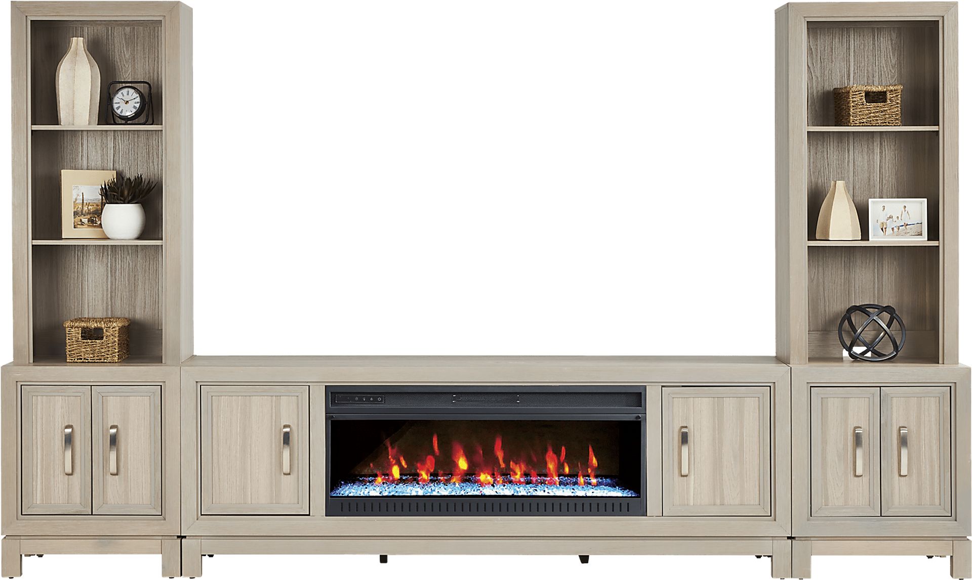 Hartney Mill 6 Pc Gray Wall Unit with 80 in. Console and Electric Fireplace - Image 2