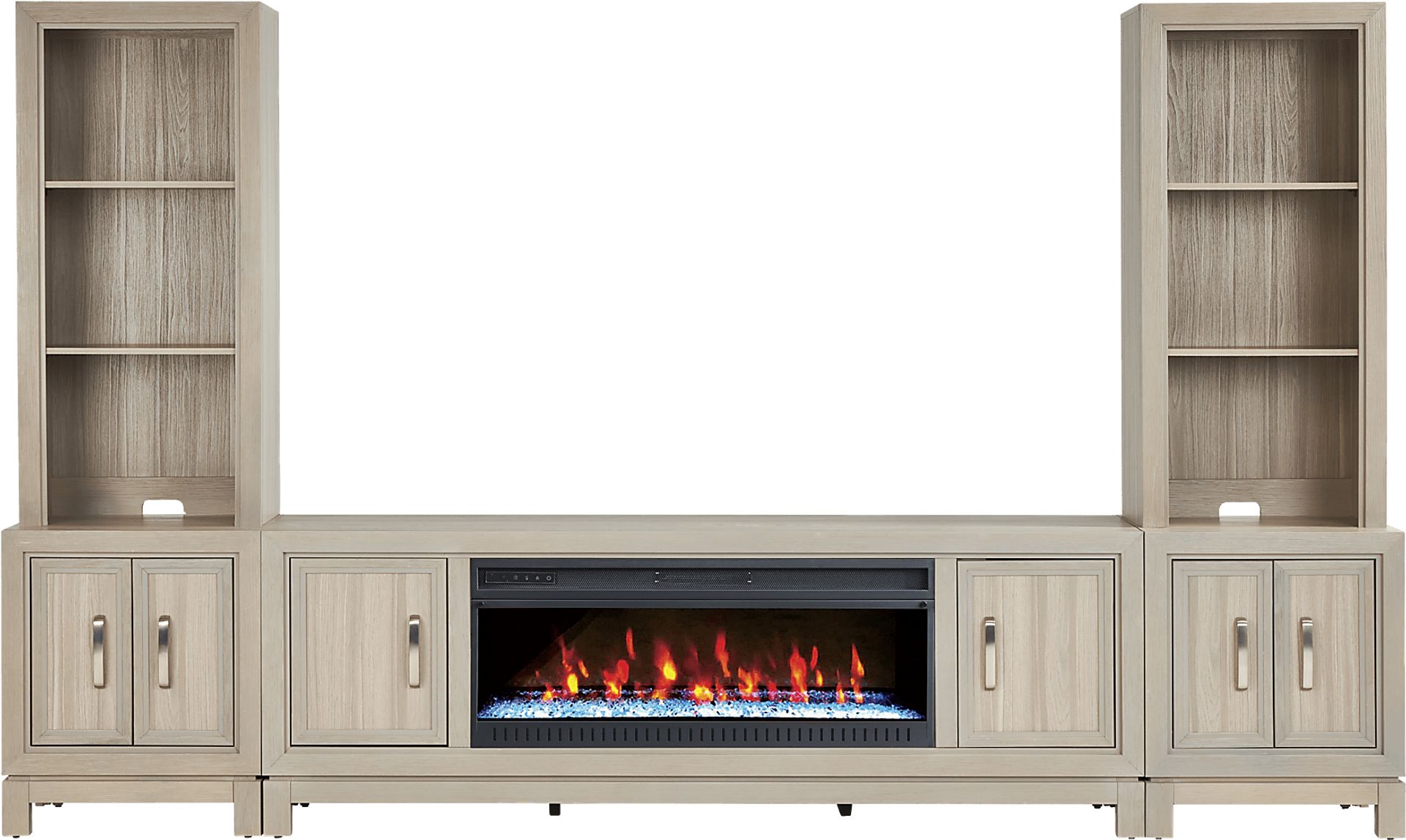 Hartney Mill 6 Pc Gray Wall Unit with 80 in. Console and Electric Fireplace - Image 1