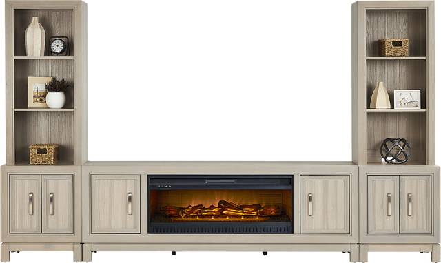 Hartney Mill 6 Pc Gray Wall Unit with 80 in. Console and Electric Log Fireplace - Thumbnail - Image 2