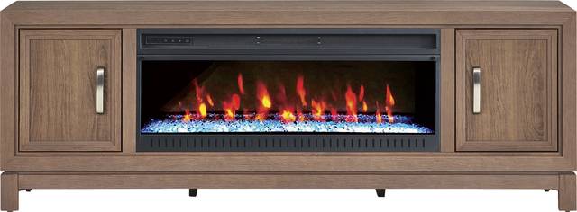 Hartney Mill Brown 80 in. Console with Electric Fireplace - Thumbnail - Image 1