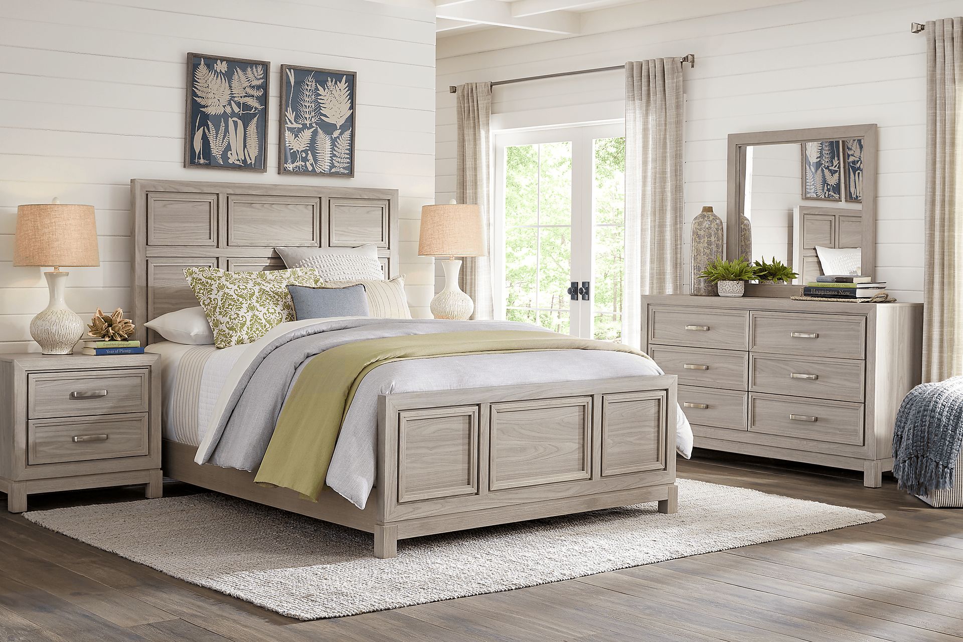 Hartney MILL 5 Pc Gray King Bedroom Set With Dresser, Mirror, 3 Pc King ...