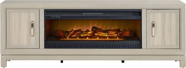 Hartney Mill Gray 80 in. Console with Electric Log Fireplace - Thumbnail - Image 1