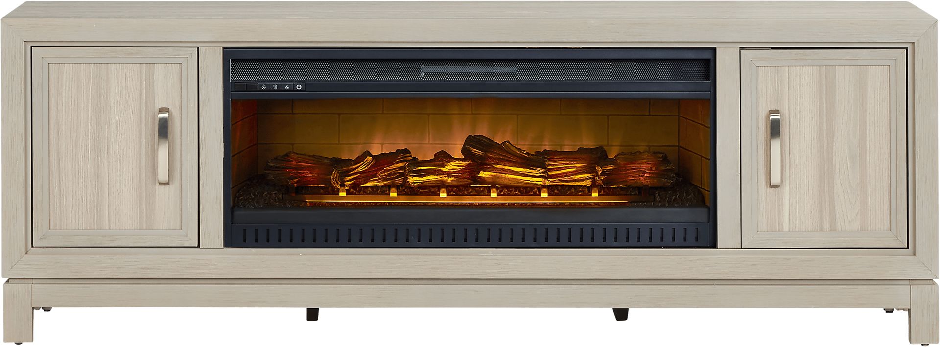 Hartney Mill Gray 80 in. Console with Electric Log Fireplace - Image 1