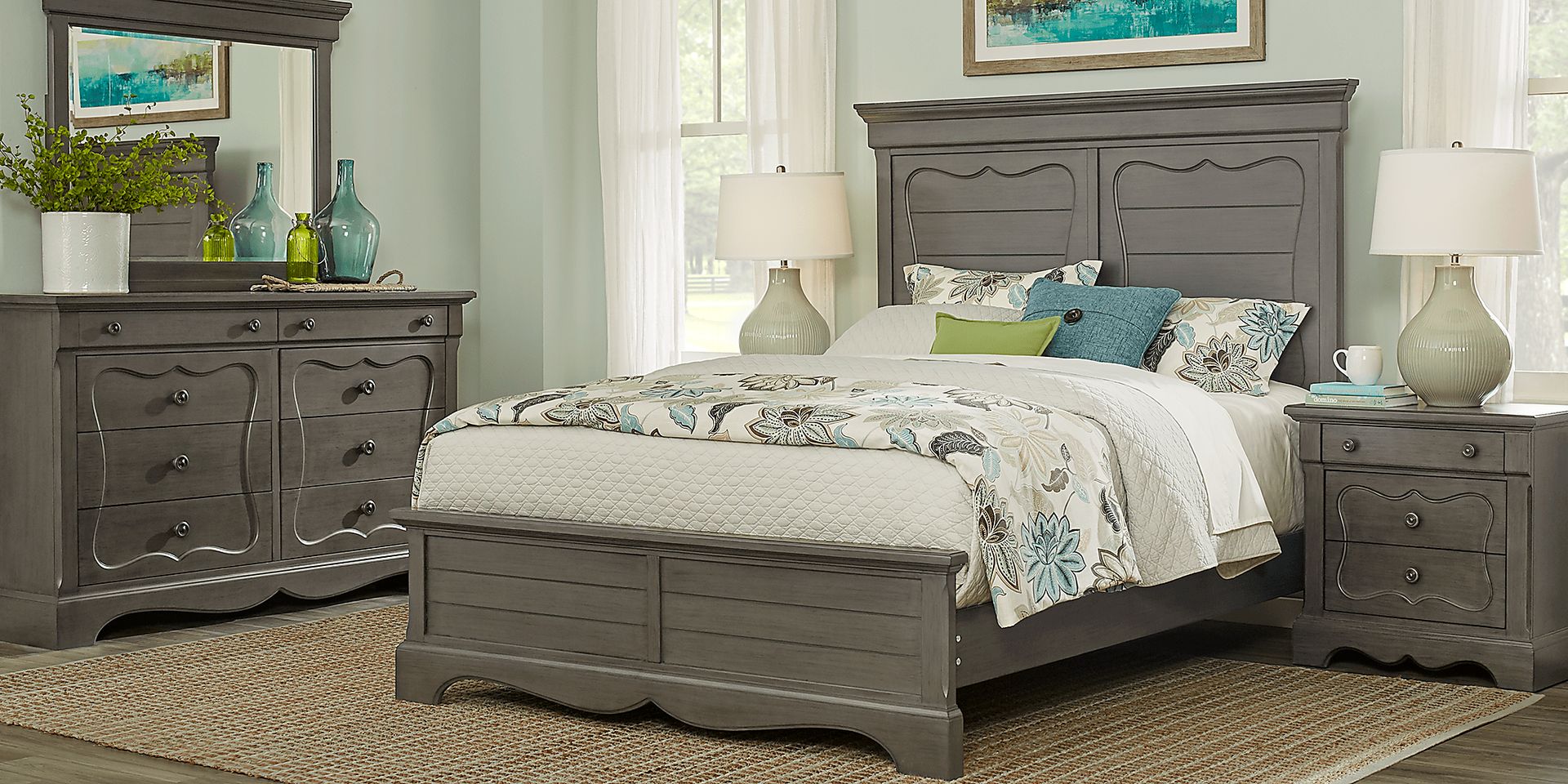 Hartwell Gray 6 Pc Queen Panel Bedroom - Image 1