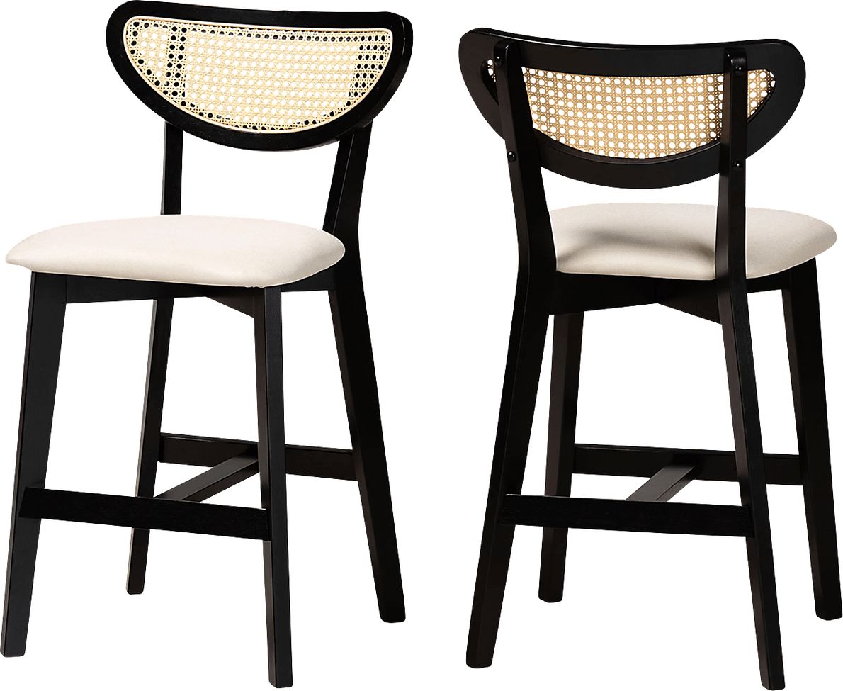 Hartzler Black Polyester Fabric Counter Stool, Set Of 2 Rooms To Go