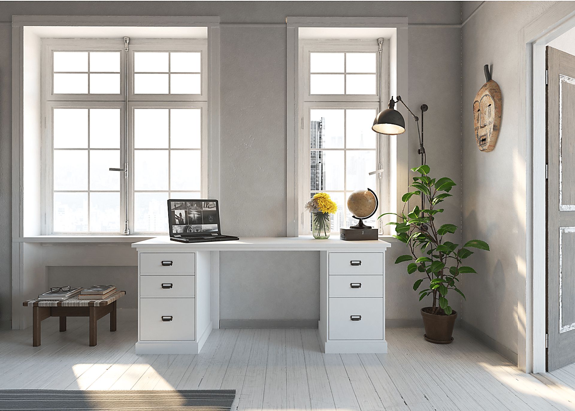 Harview White Desk - Image 7
