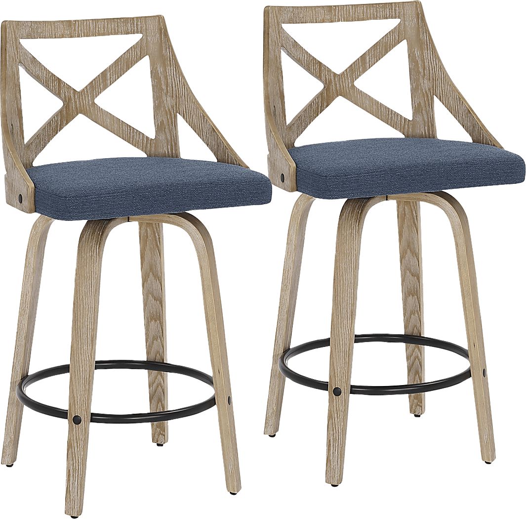 Hasbrouck II Blue Counter Stool Set of 2 Rooms To Go