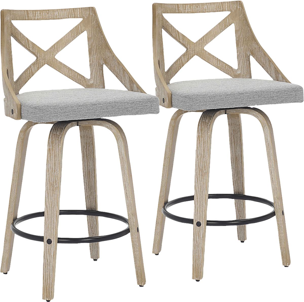 Hasbrouck II Light Gray Polyester Fabric Counter Stool Set Of 2 Rooms to Go