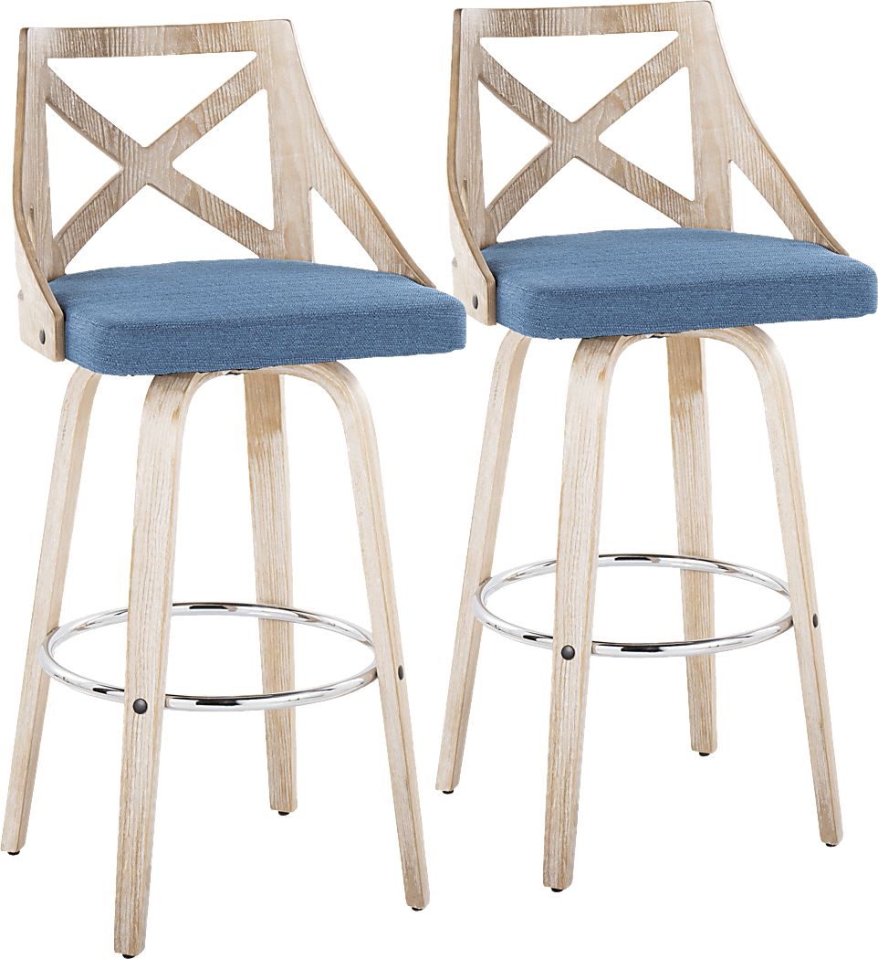 Hasbrouck III Blue Swivel Barstool, Set of 2