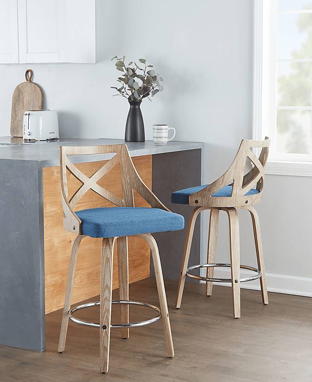 Hasbrouck III Blue Swivel Counter Height Stool, Set of 2 - Thumbnail - Image 3