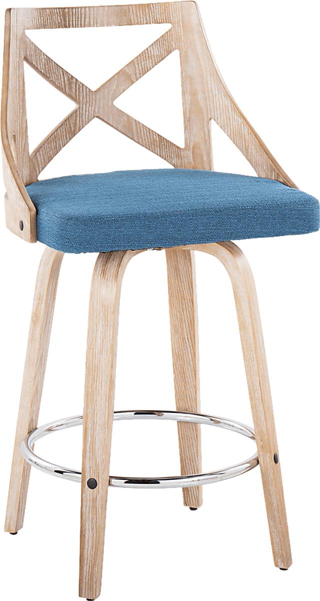 Hasbrouck III Blue Swivel Counter Height Stool, Set of 2 - Thumbnail - Image 4
