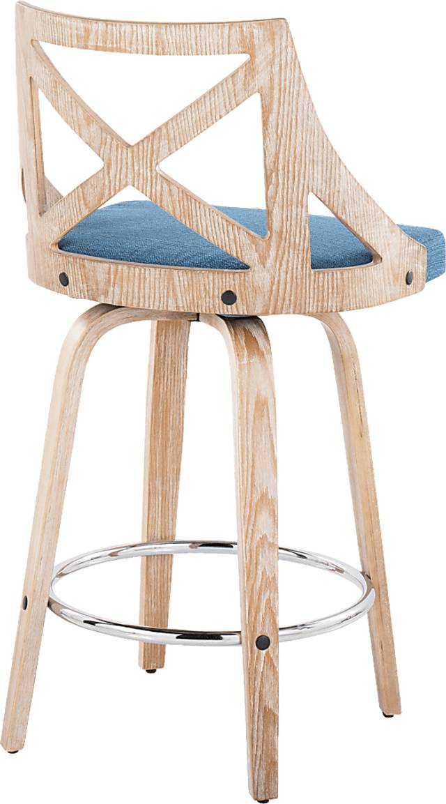 Hasbrouck III Blue Swivel Counter Height Stool, Set of 2 - Thumbnail - Image 6