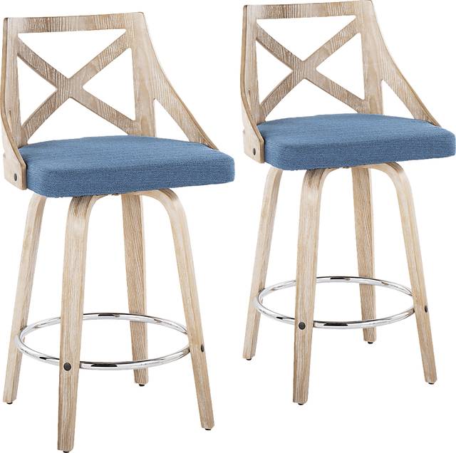 Hasbrouck III Blue Swivel Counter Height Stool, Set of 2 - Thumbnail - Image 1