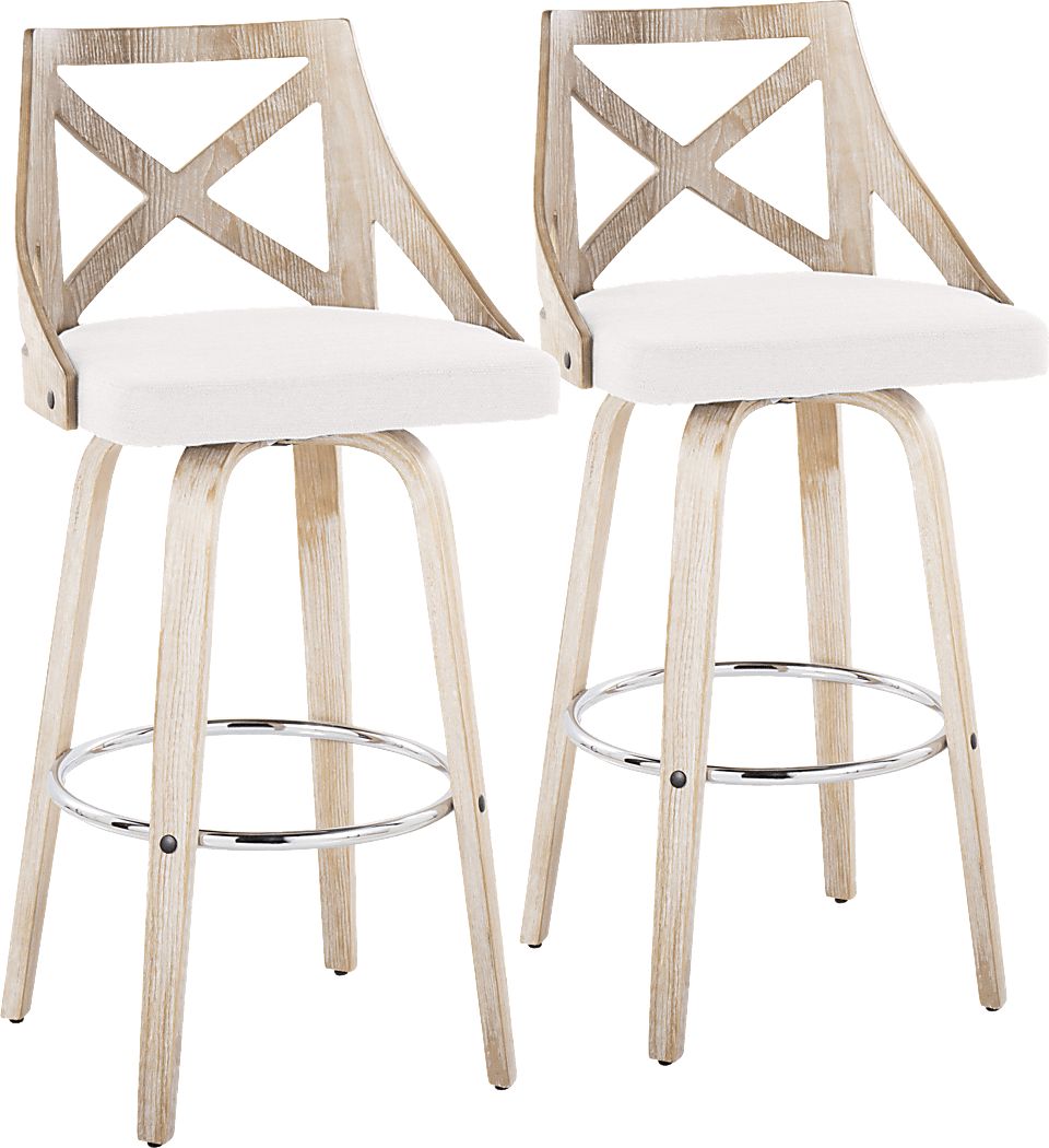Hasbrouck III Cream Swivel Barstool, Set of 2