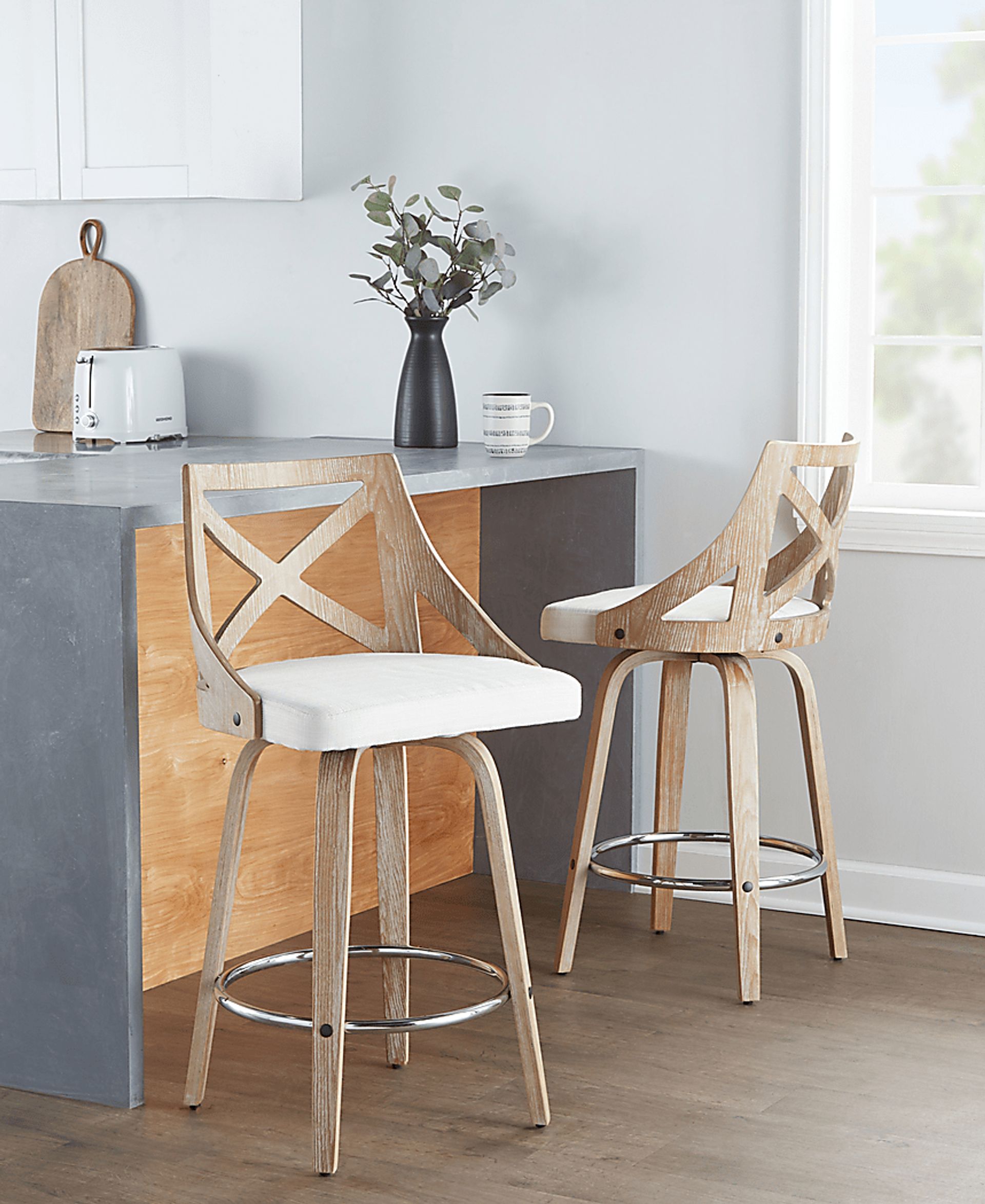 Hasbrouck III Cream Swivel Counter Height Stool, Set of 2 - Image 3