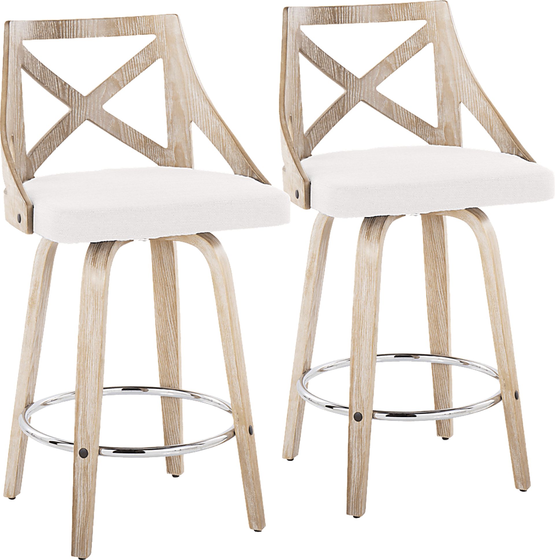 Hasbrouck III Cream Swivel Counter Height Stool, Set of 2 - Image 1
