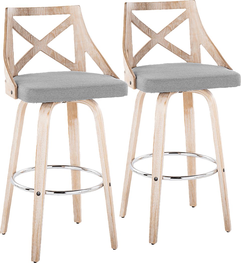 Hasbrouck III Gray Swivel Barstool, Set of 2