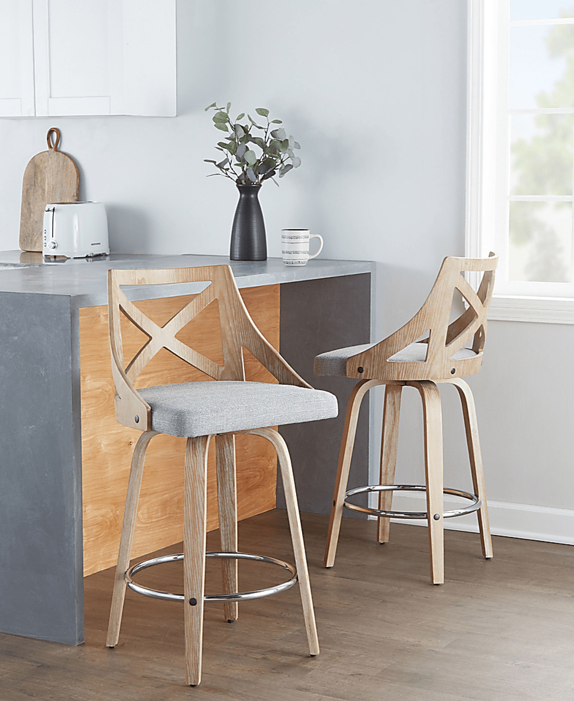 Hasbrouck III Gray Swivel Counter Height Stool, Set of 2 - Image 3